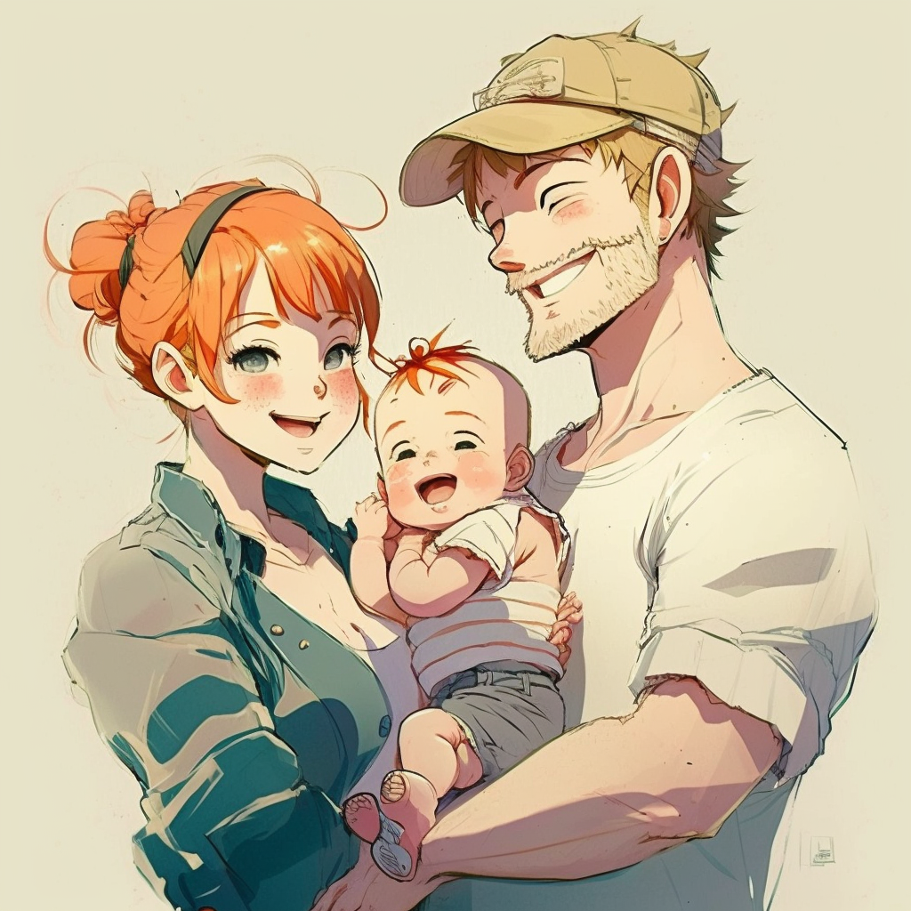 Le rôle de parents. Un couple avec leur bebe